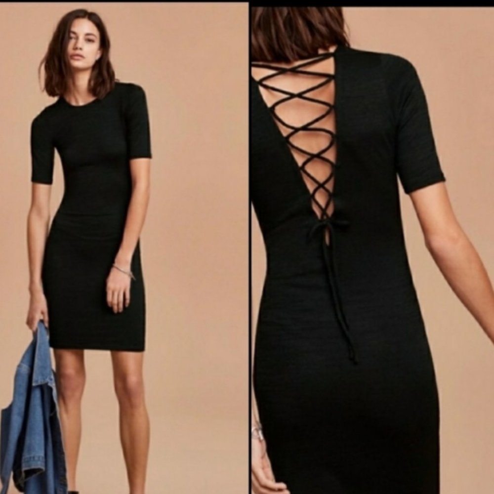 Aritzia Lace Up Black Dress, NWOT!!